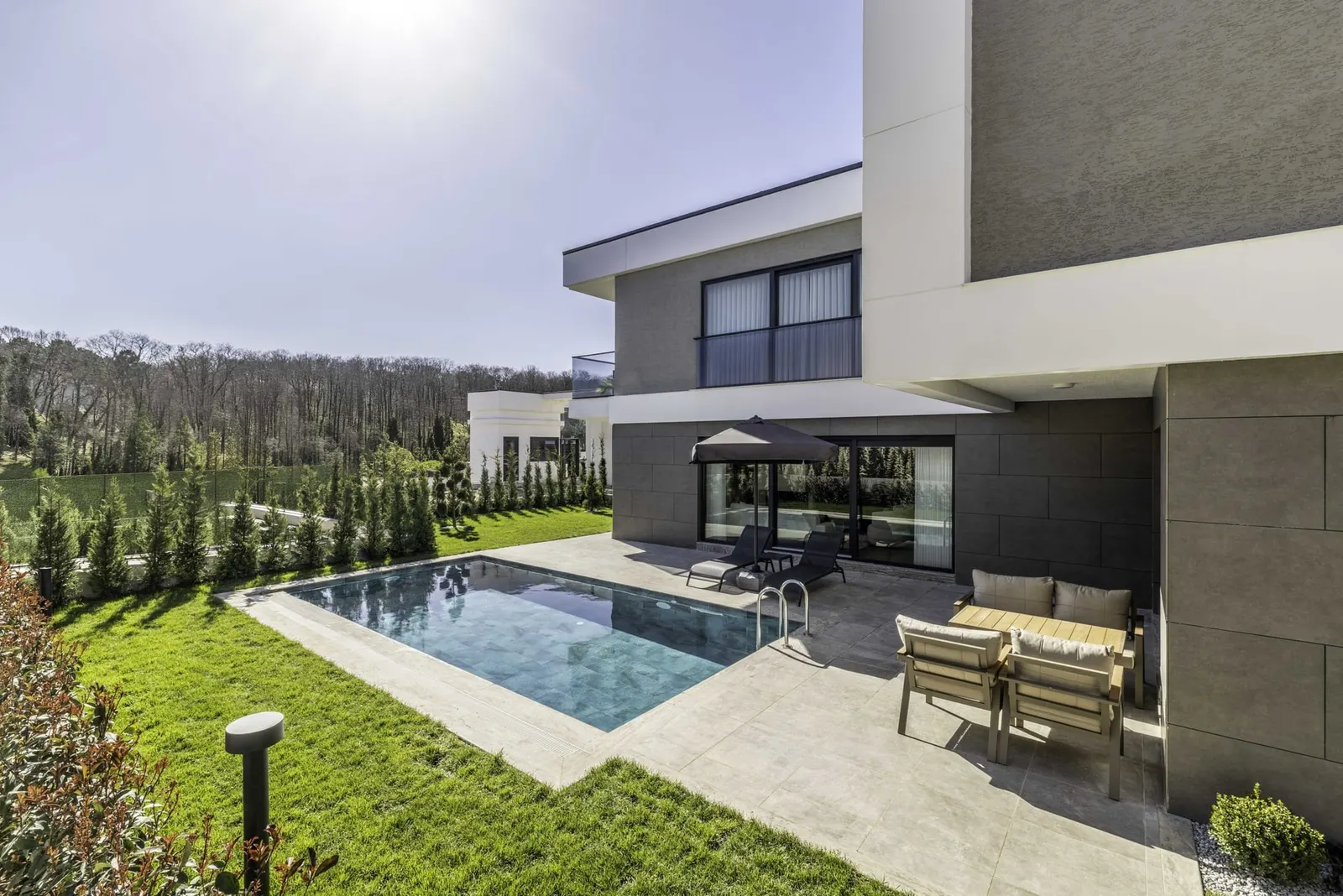 Private pool and garden at a Ballica Panorama villa