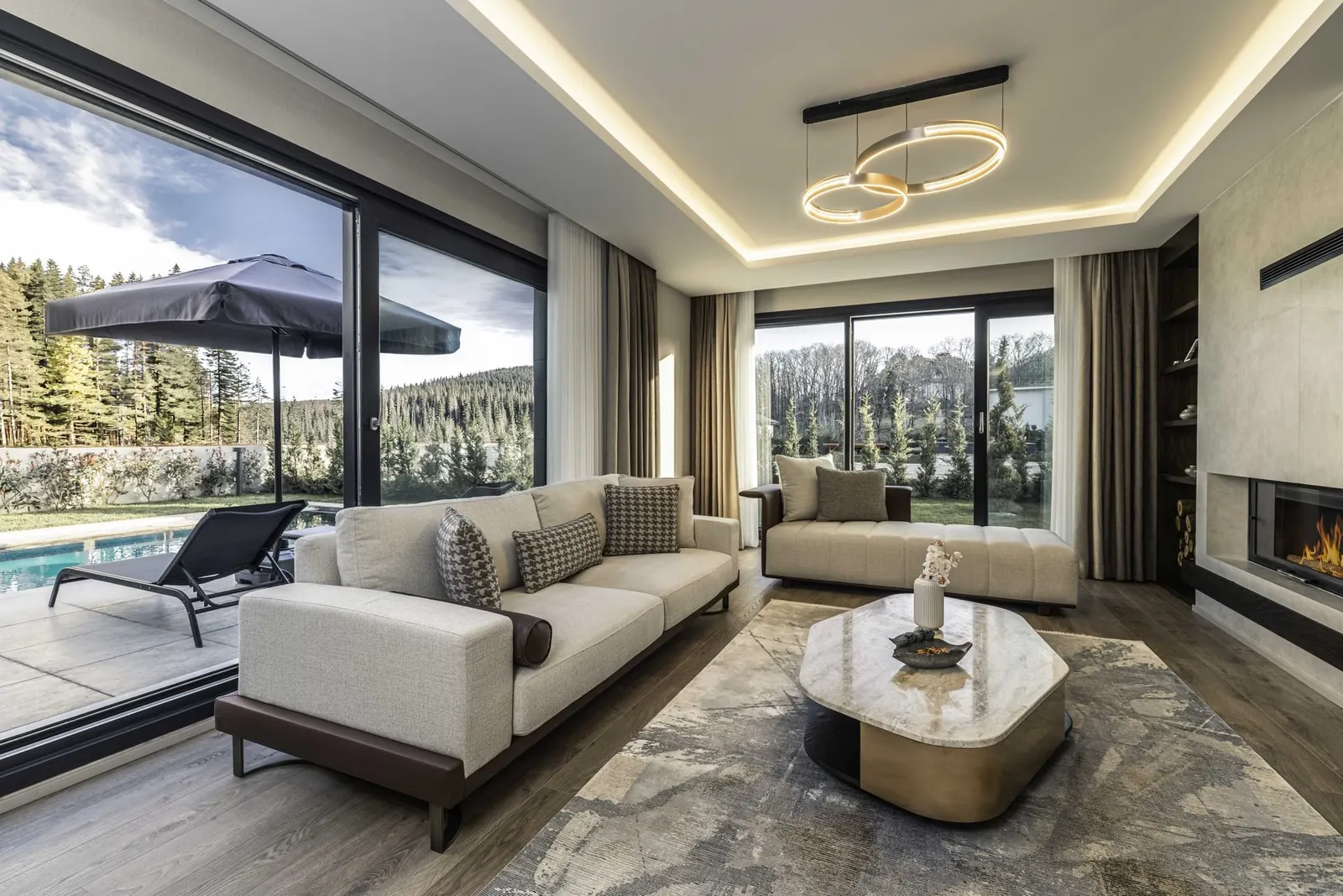 Living room with garden doors in a Ballica Panorama villa
