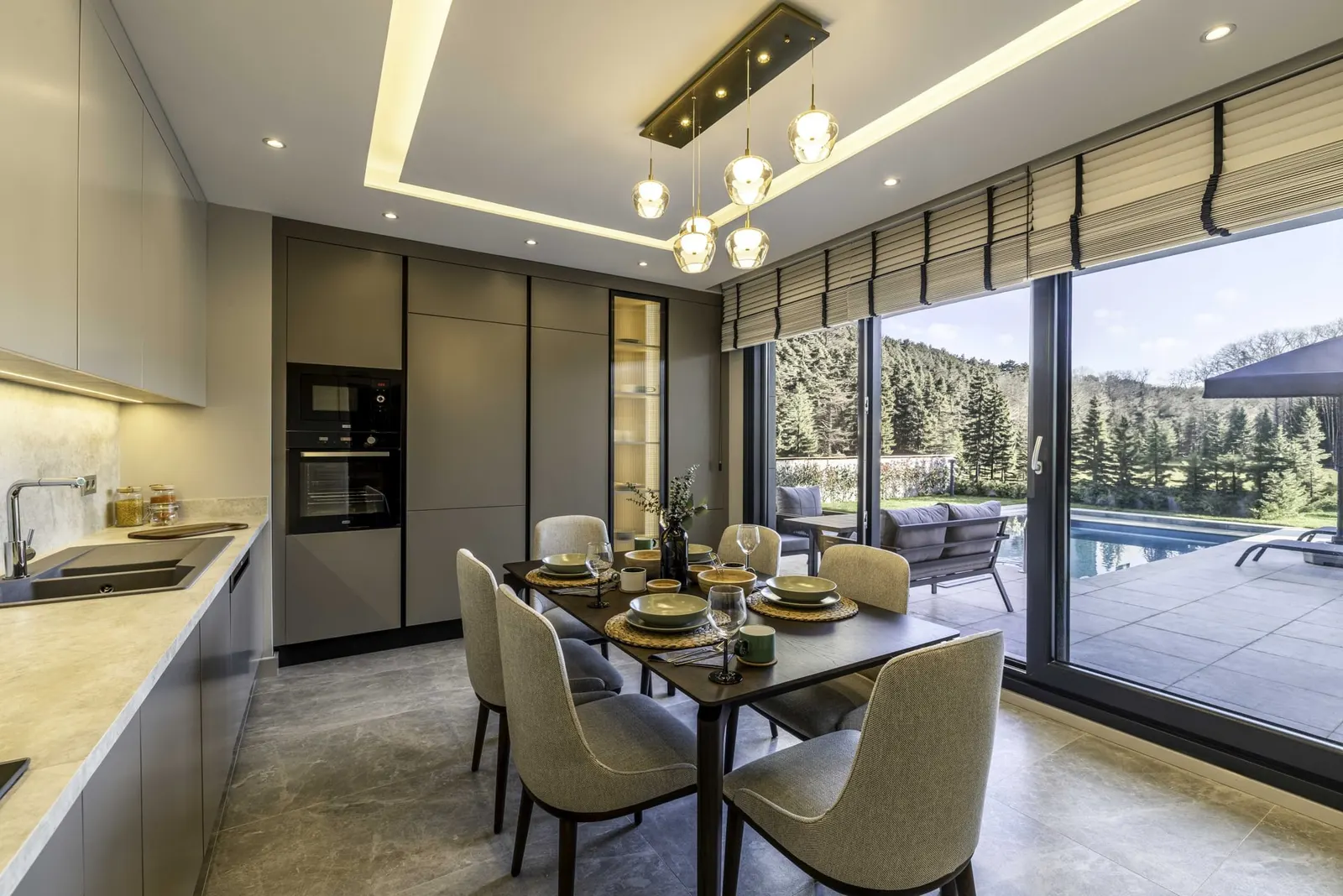 Dining area and kitchen in a Ballica Panorama villa