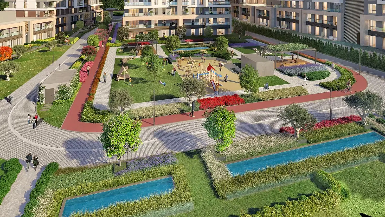 Playground and gardens of Basaksehir Avrasya 3 from above