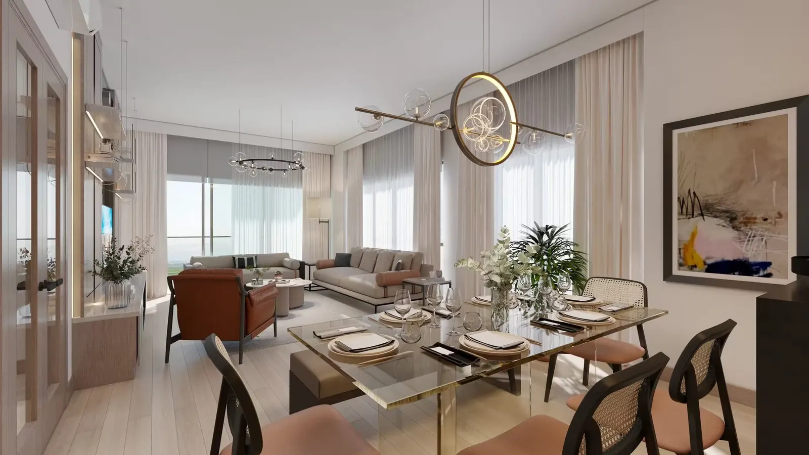 Living and dining room of a Basaksehir Avrasya 3 apartment