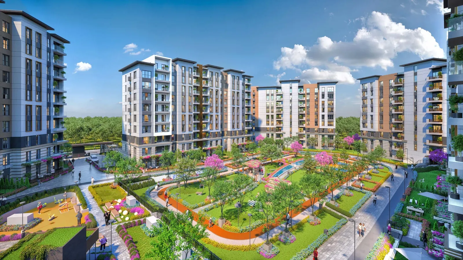 Garden paths and planting at Basaksehir Avrasya Cadde