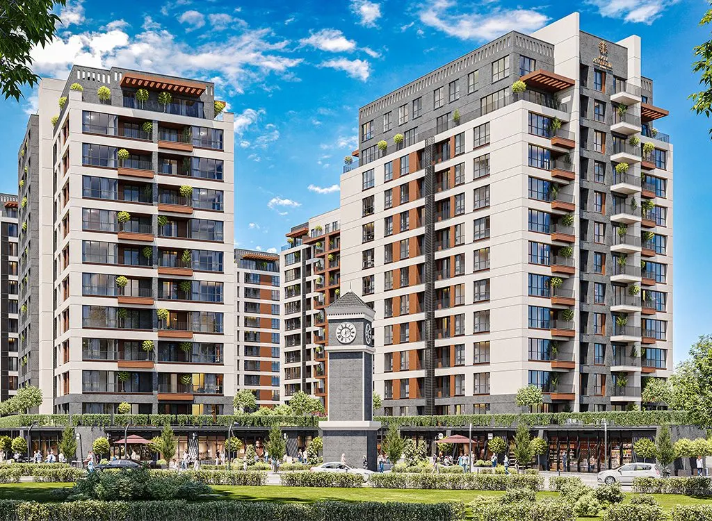 Bati Atasehir Evleri towers and the clock tower