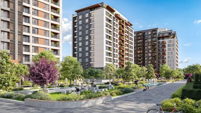 Gardens between the Bati Atasehir Evleri blocks
