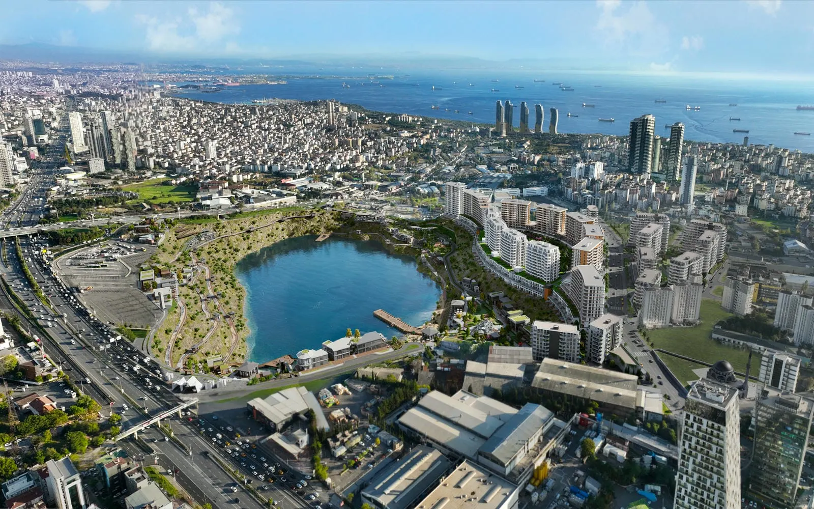Aerial view of Batiyakasi beside the lake