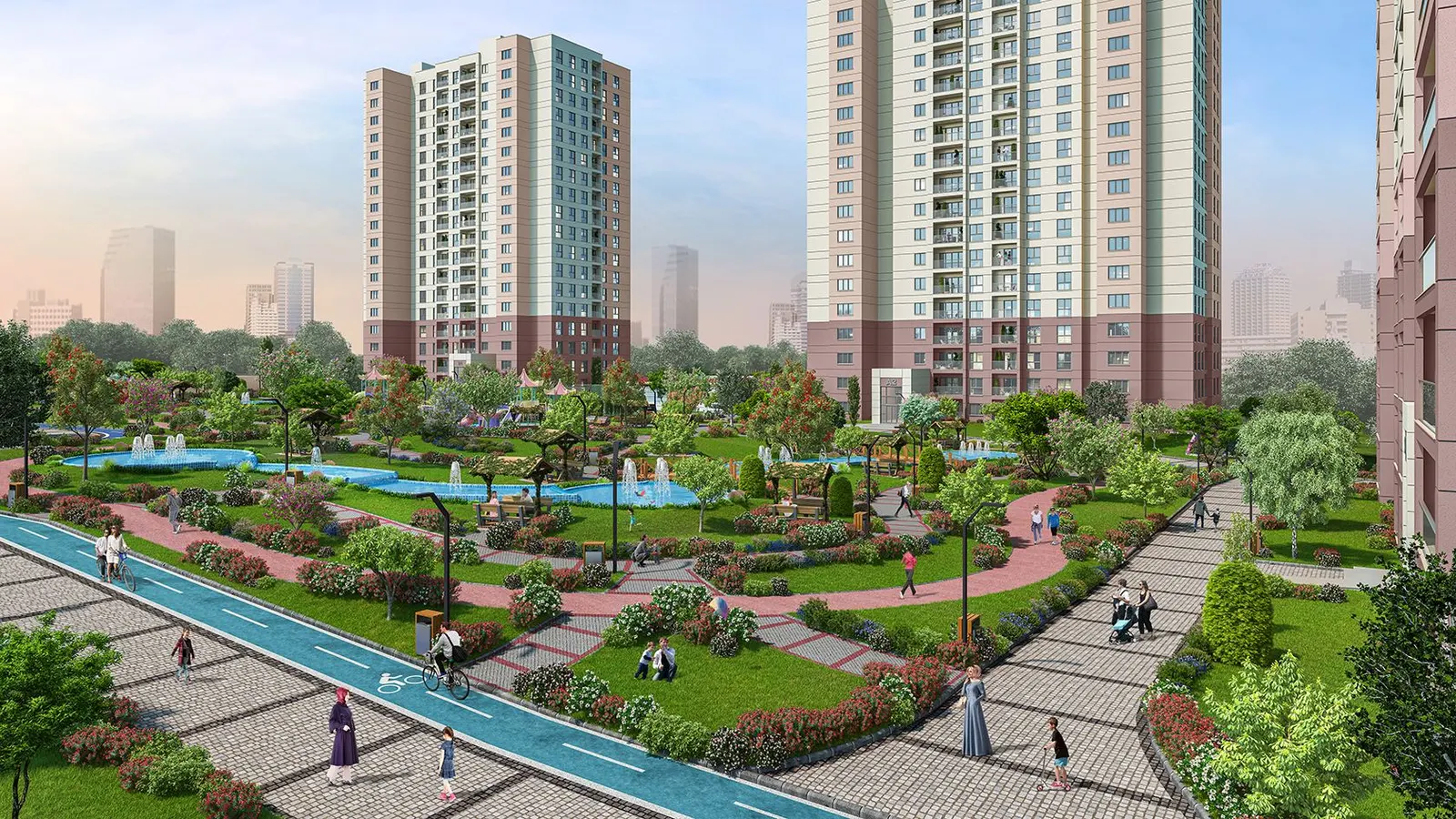 Gardens and cycling track at Bizim Evler 11