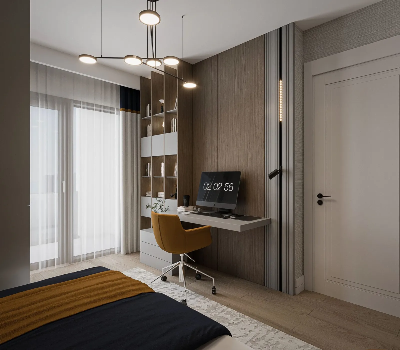 Bedroom with a desk in a Bizim Evler 12 apartment