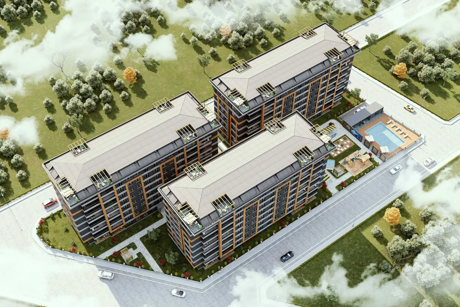 Aerial view of the 3 Capella Exclusive Tuzla blocks