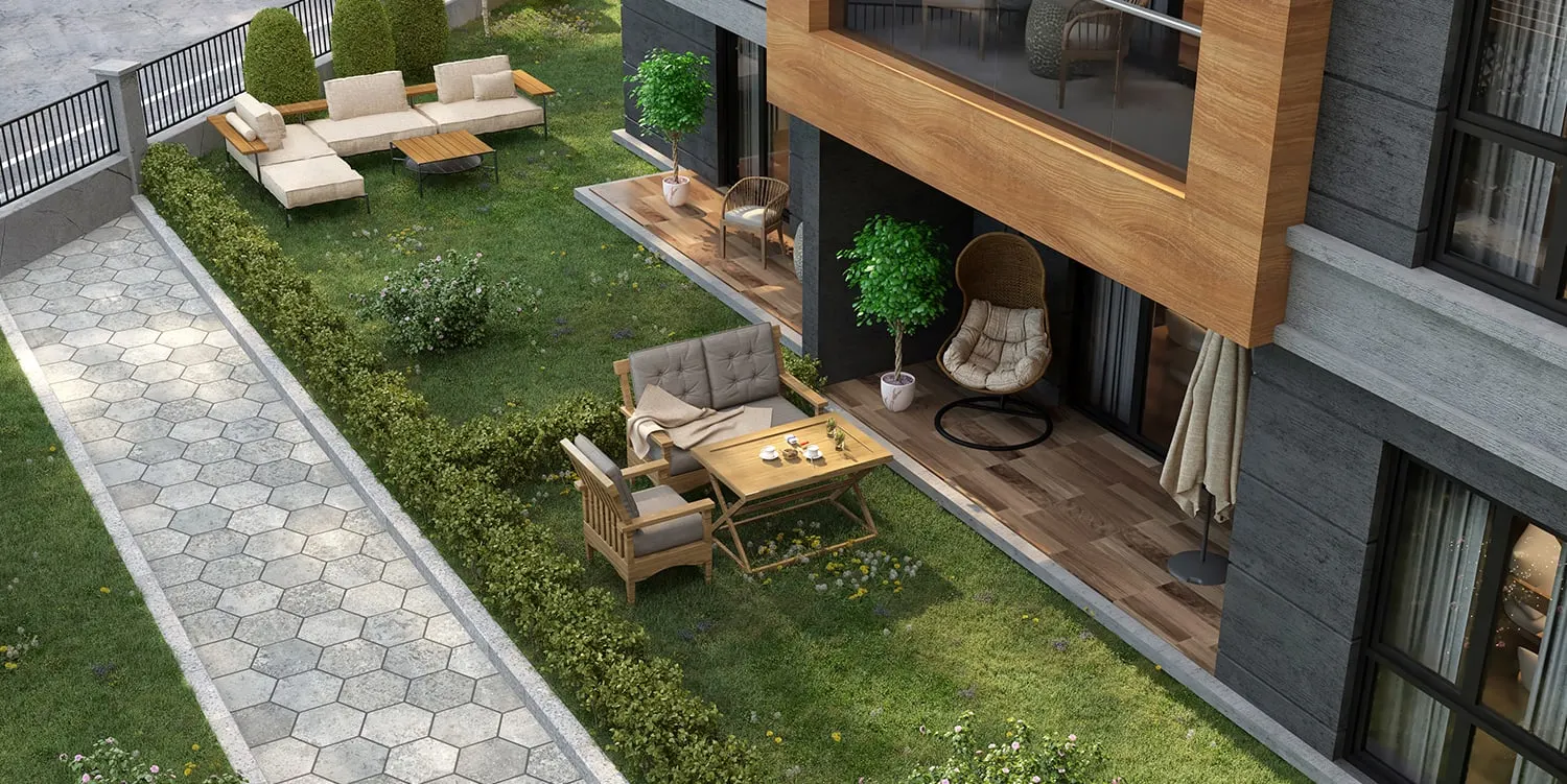 Private garden with seating at a Capella Exclusive Tuzla flat