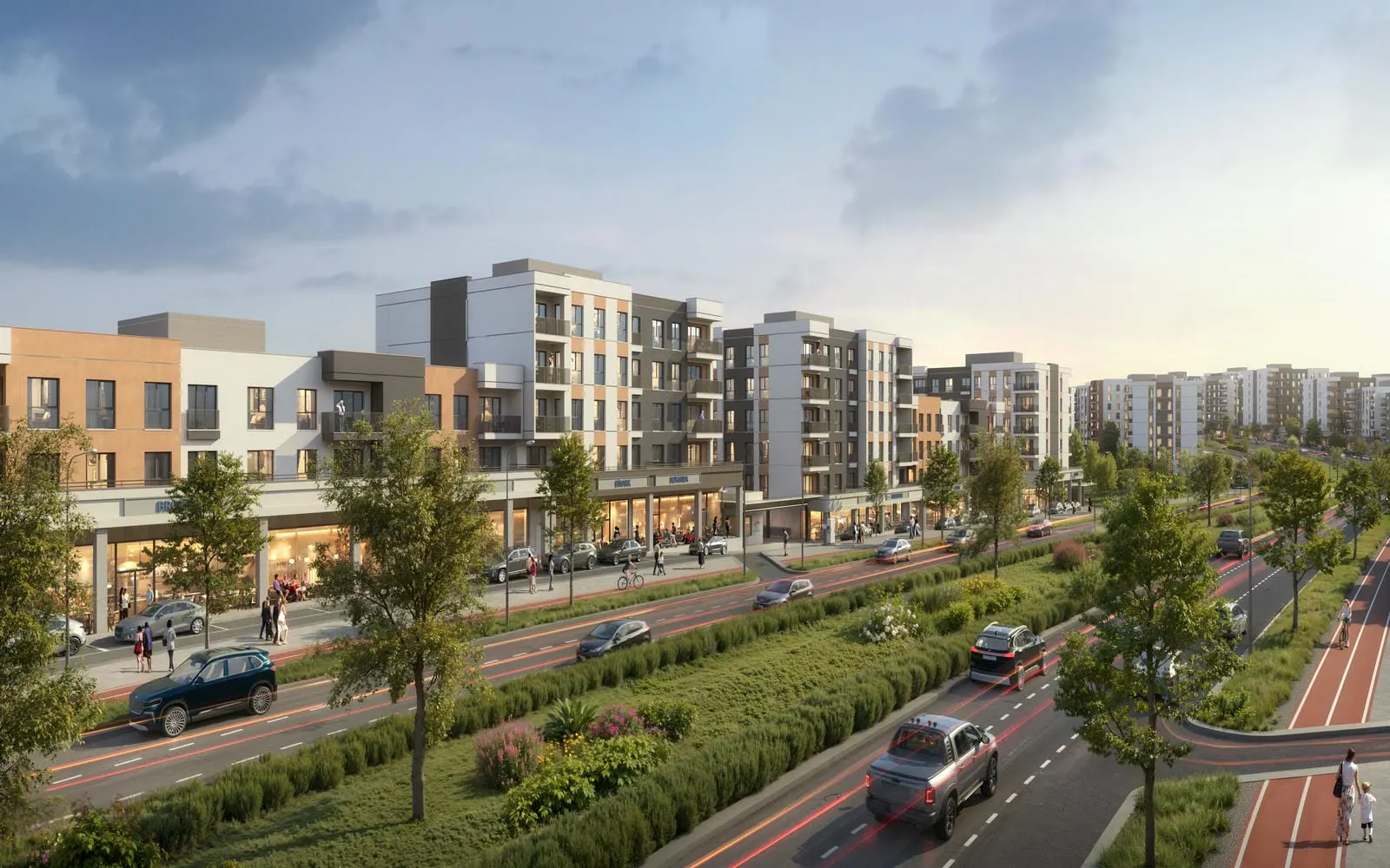 Damla Kent blocks along the boulevard