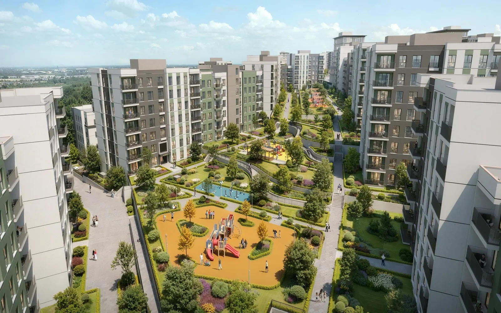Courtyard and playground at Damla Kent from above