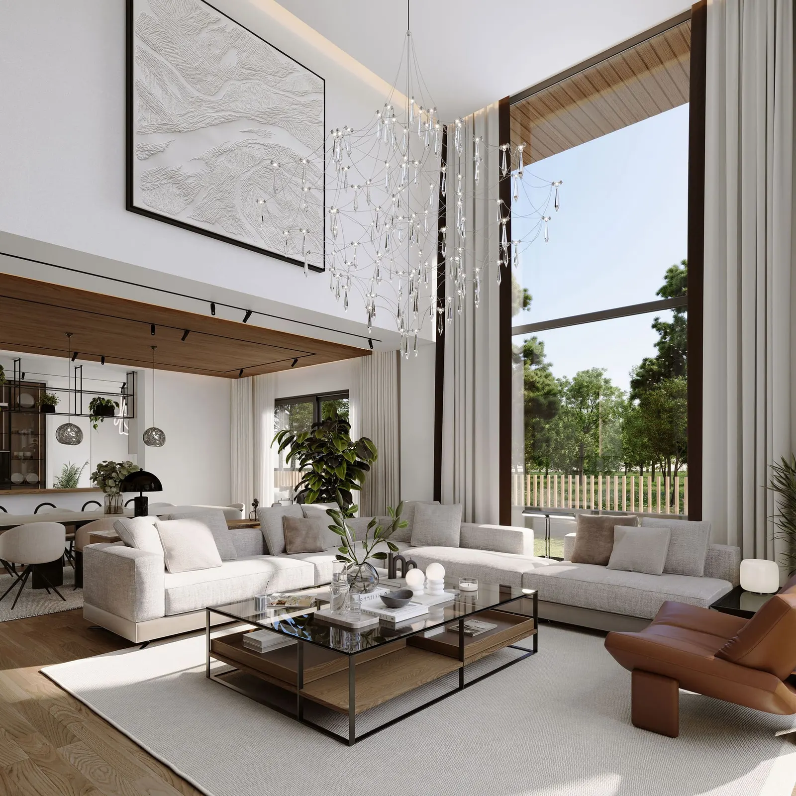 Double-height living room in a Demirhan Fuente duplex