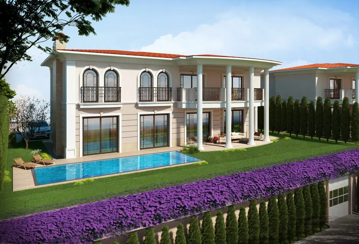Deniz Istanbul Marina Evleri villa with a pool on the garden side