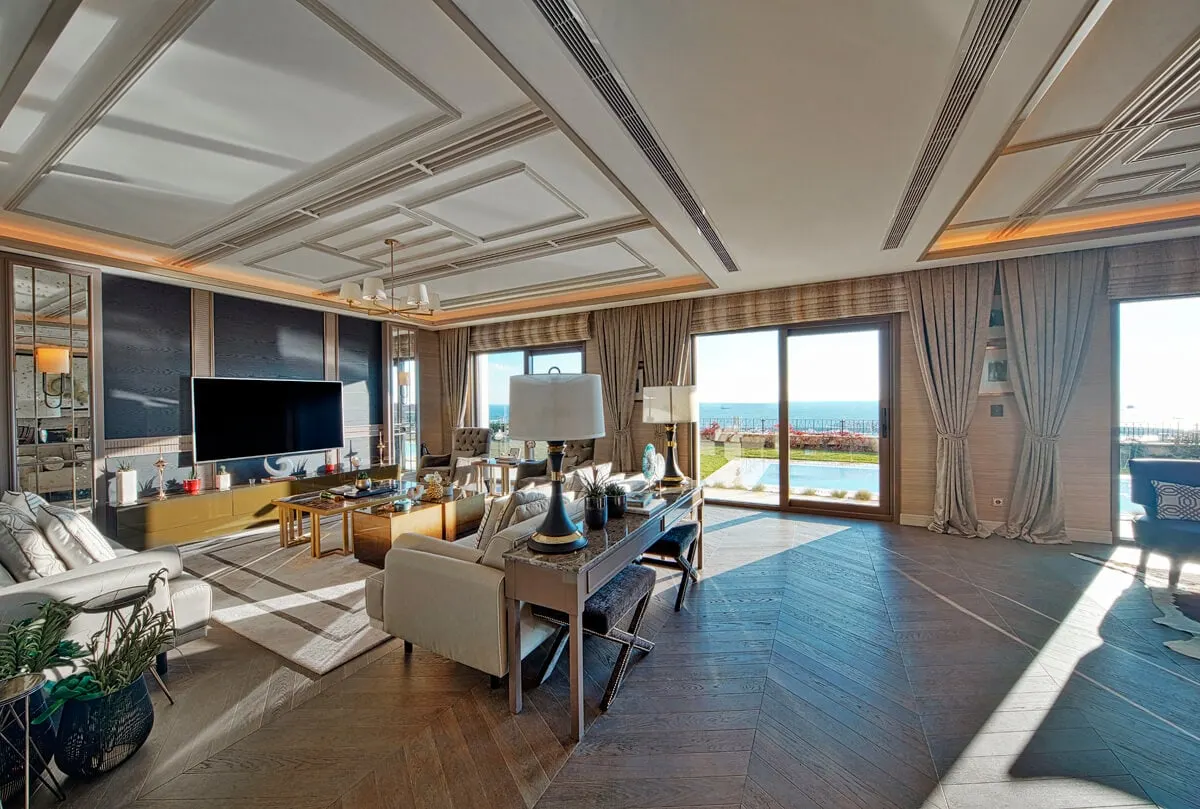 Living room with a sea view in the Deniz Istanbul Marina Evleri show villa