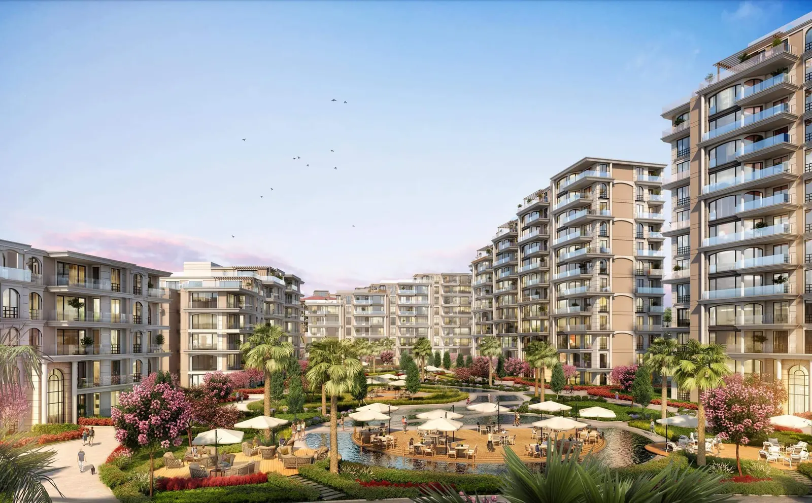 Deniz Istanbul Marina Rezidans blocks around the central garden and pool