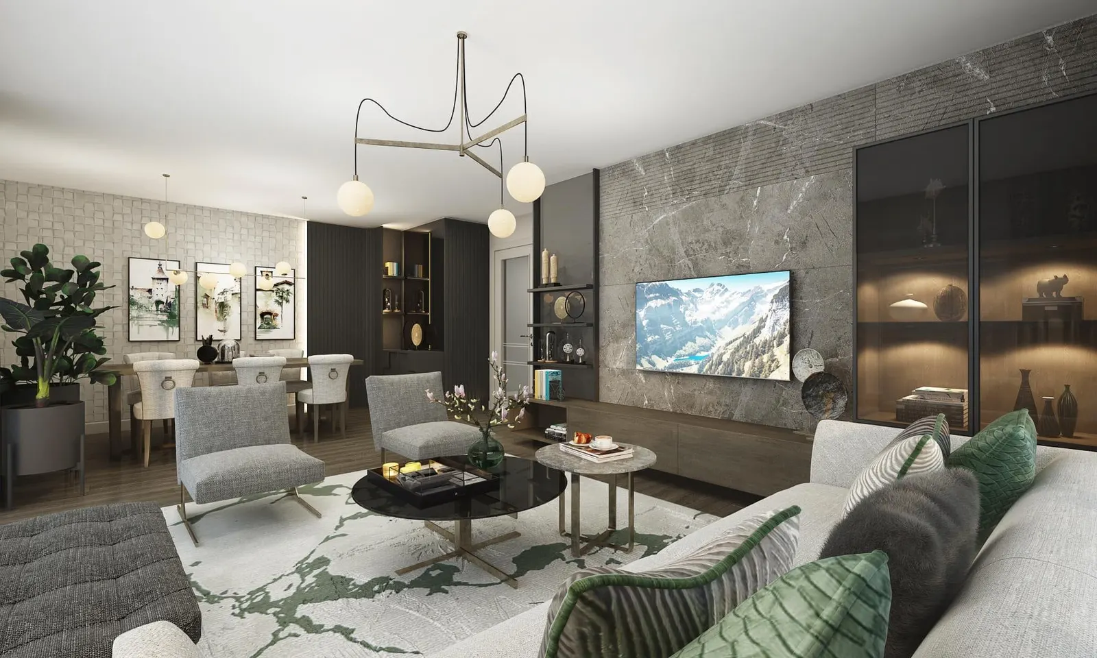 Living room in a Deniz Istanbul Marina Rezidans apartment