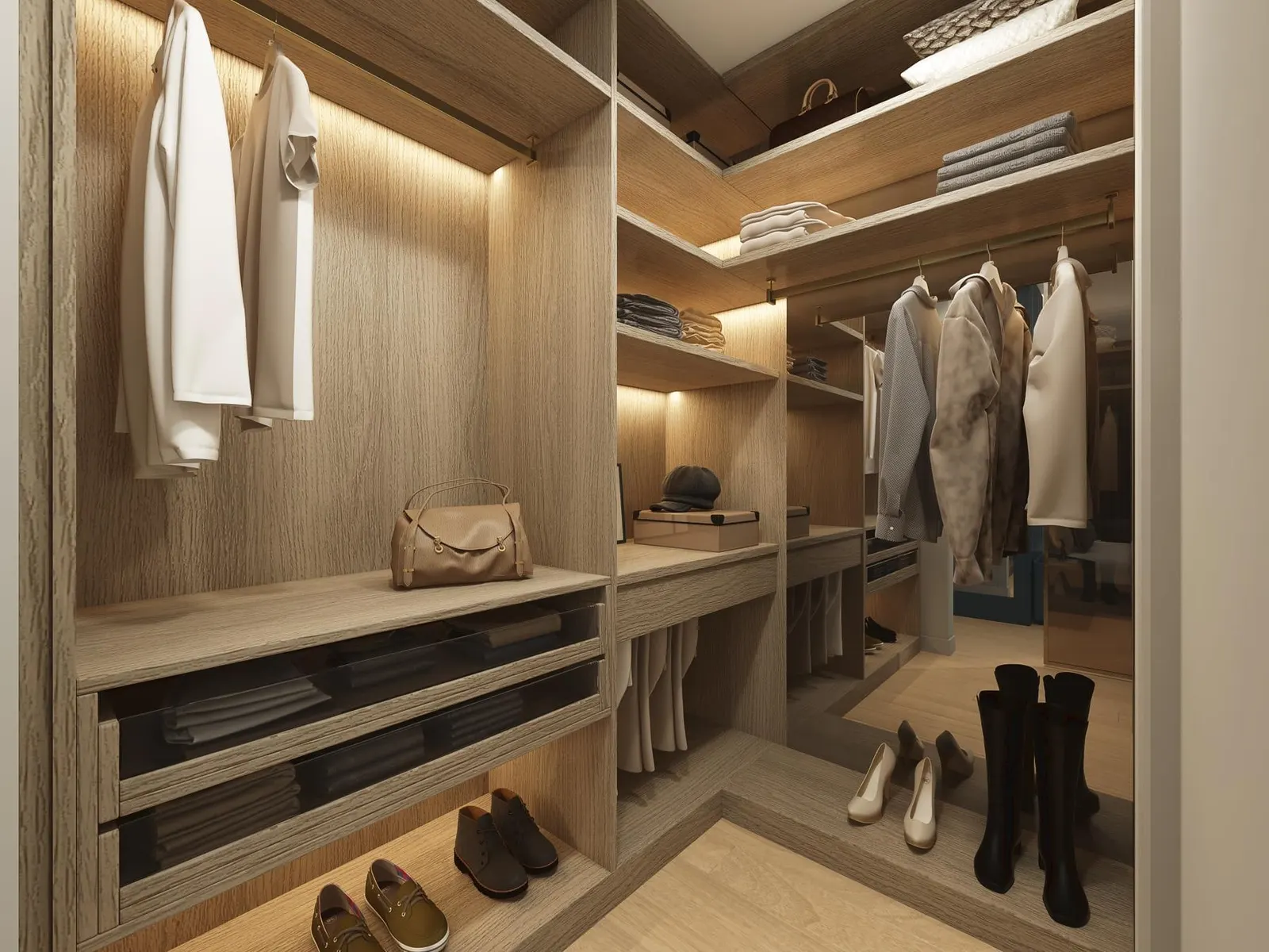 Walk-in wardrobe in a Deniz Istanbul Marina Rezidans apartment
