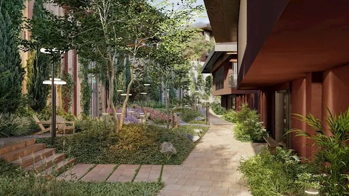 Walkway between the blocks at Denizkoru Sariyer
