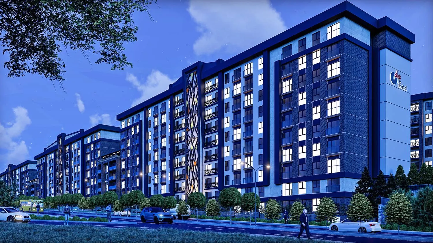 Dilek Life Mahall blocks at dusk