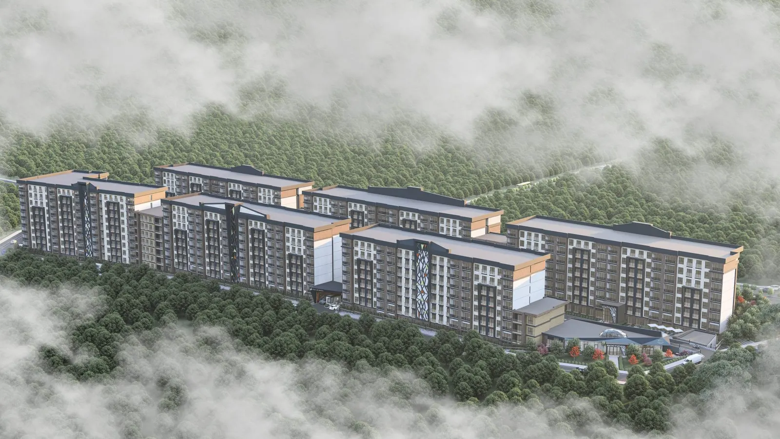 Dilek Life Mahall from above, with the grove behind