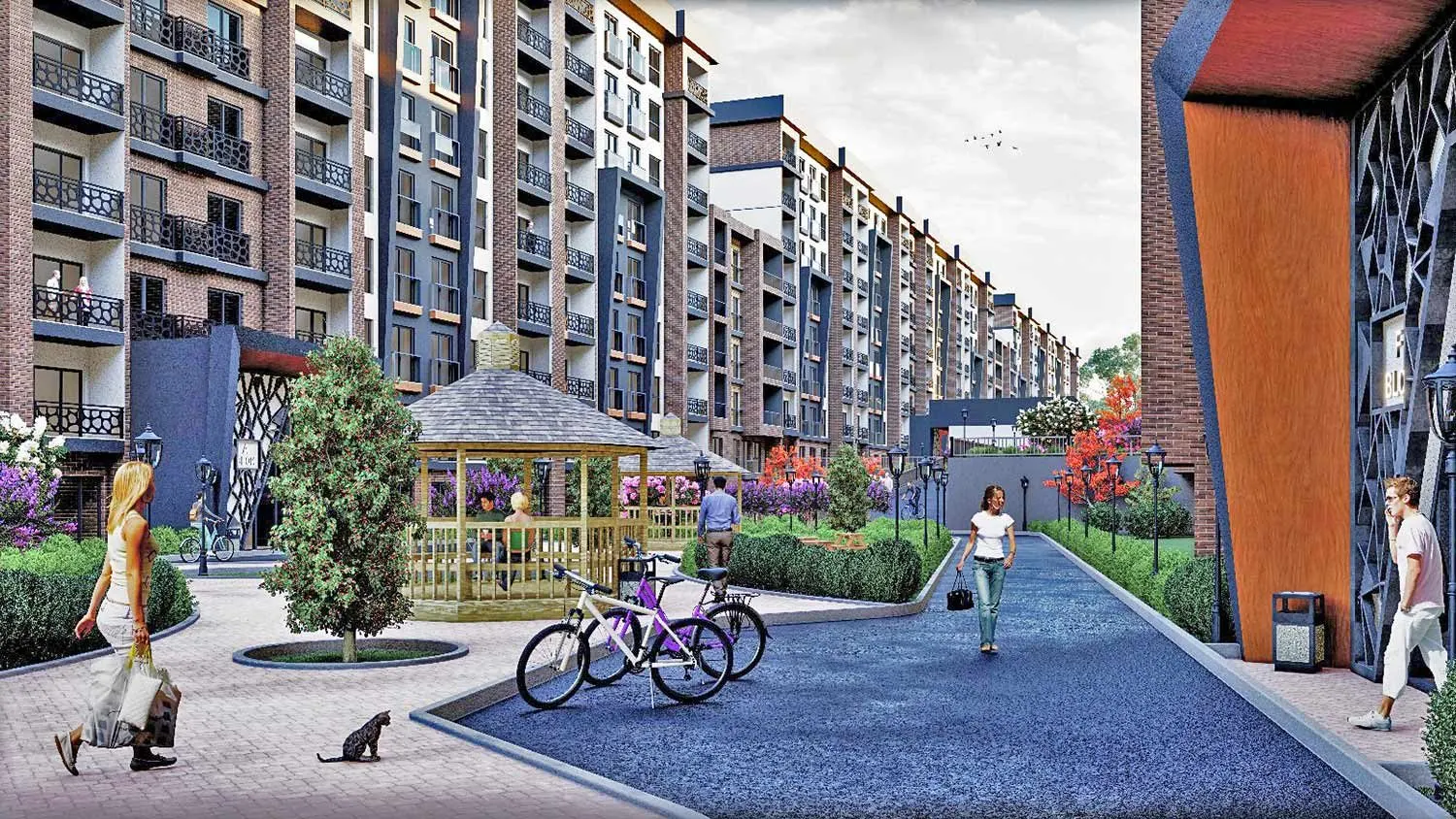 Walkway and gazebo between the blocks at Dilek Life Mahall