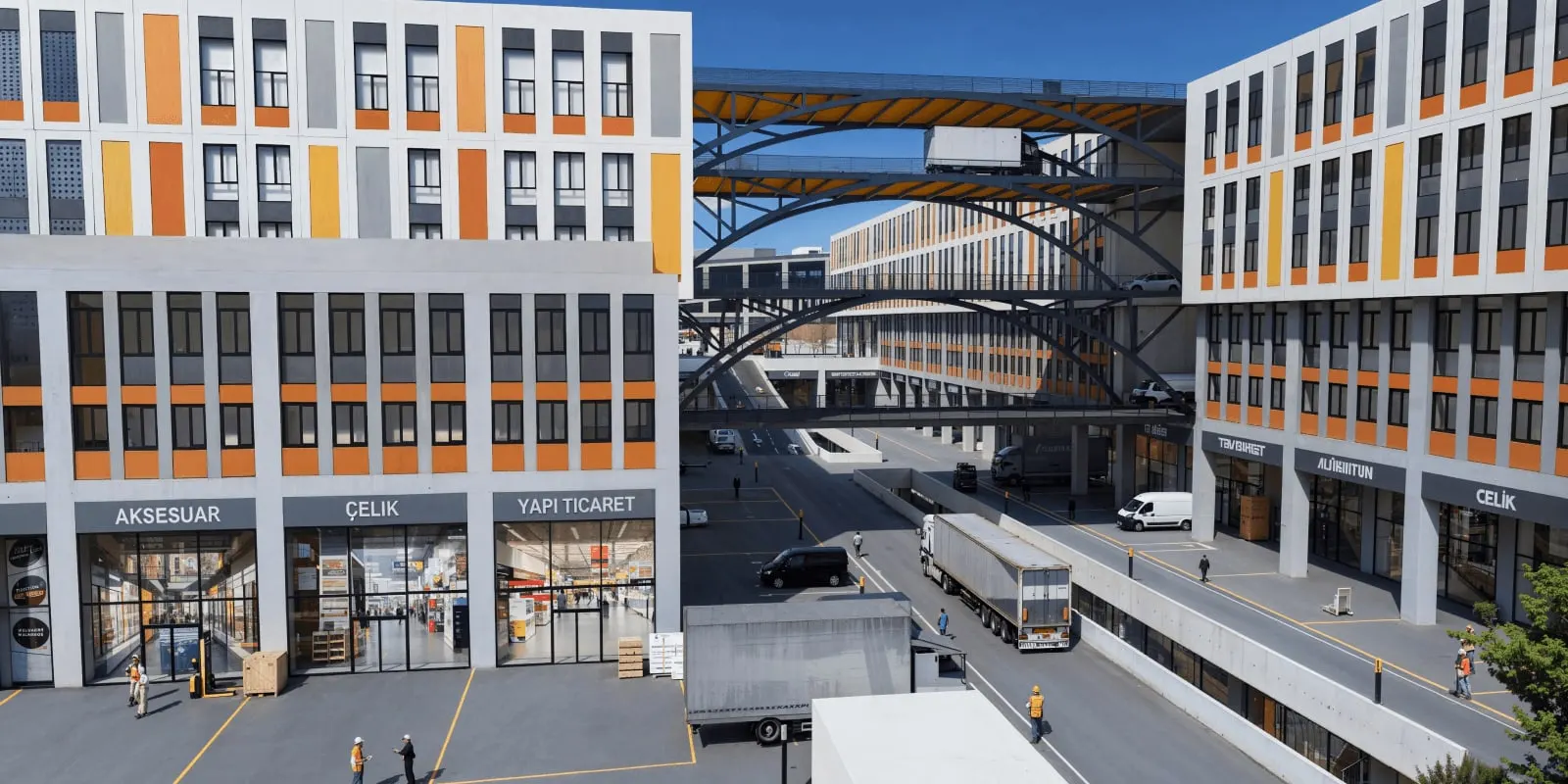Inner yard and bridges between the Dudullu Ticarethane blocks