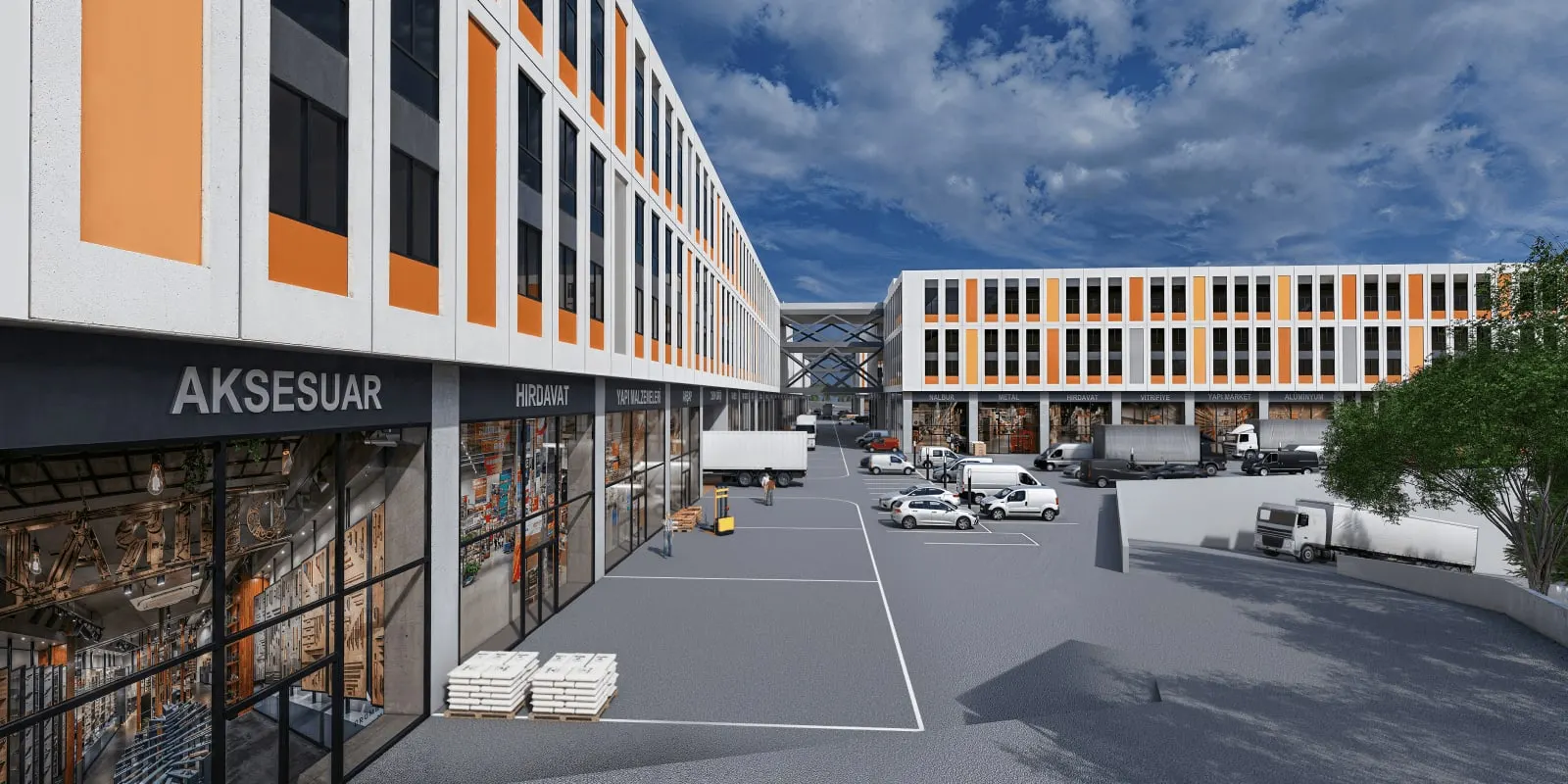 Courtyard and unit fronts at Dudullu Ticarethane
