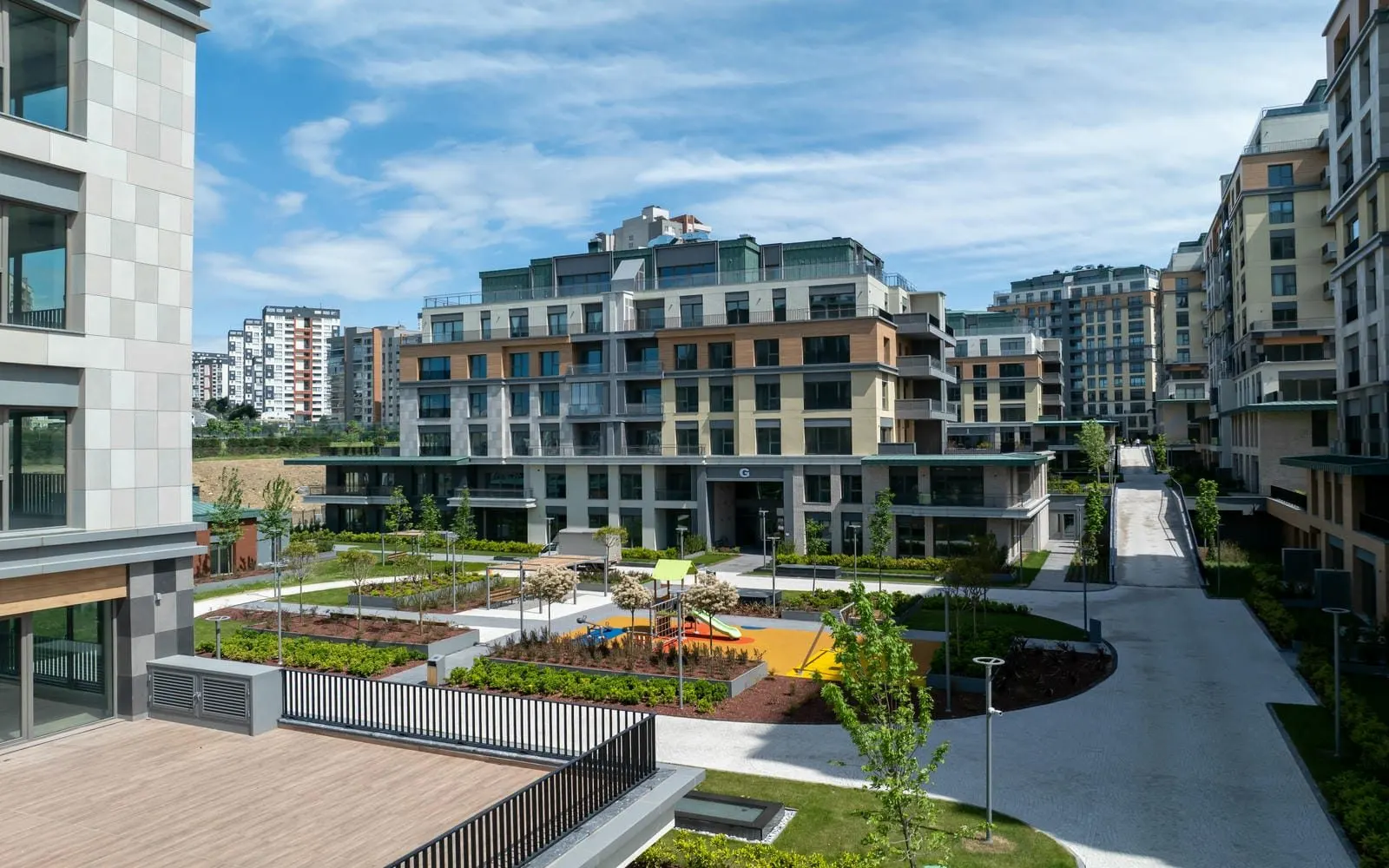 Garden and playground between the Ebruli Kayasehir blocks