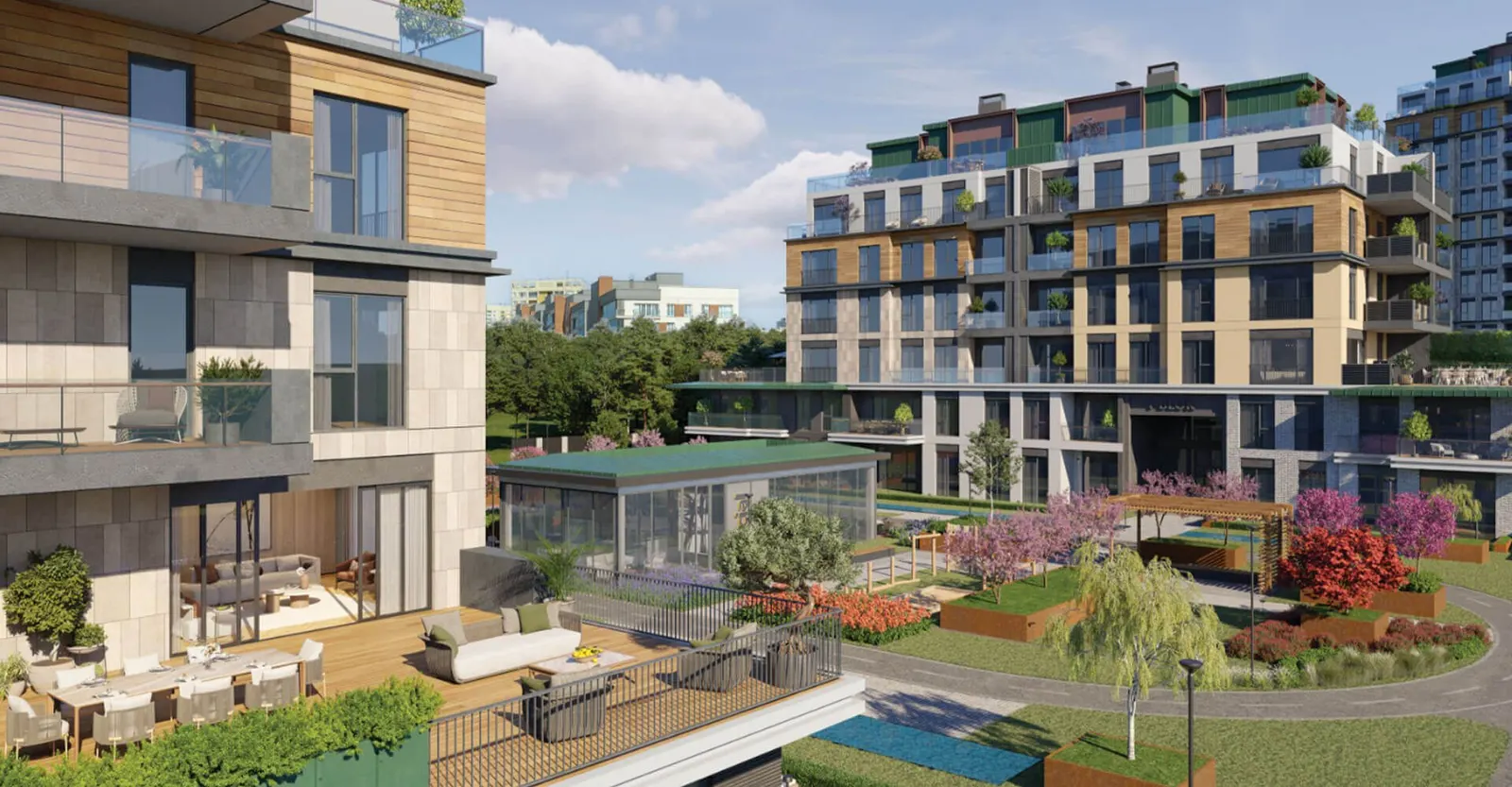 Render of the terraces at Ebruli Kayasehir