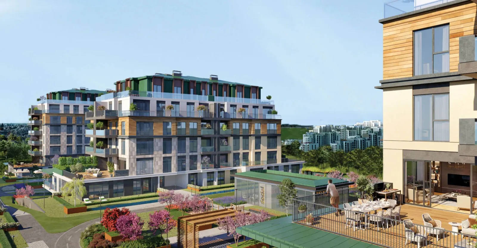 Render of Ebruli Kayasehir seen from a terrace
