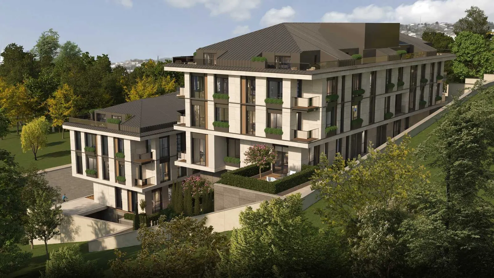 Elysium Residence Cubuklu from the hillside