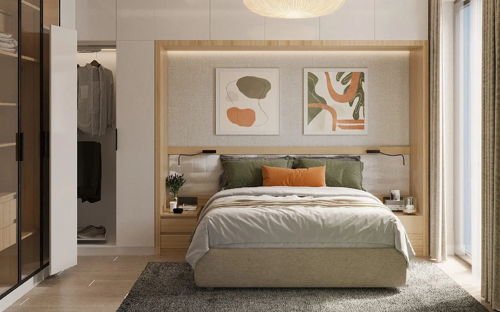 Bedroom with a built-in wardrobe in an Elysium Residence Cubuklu apartment