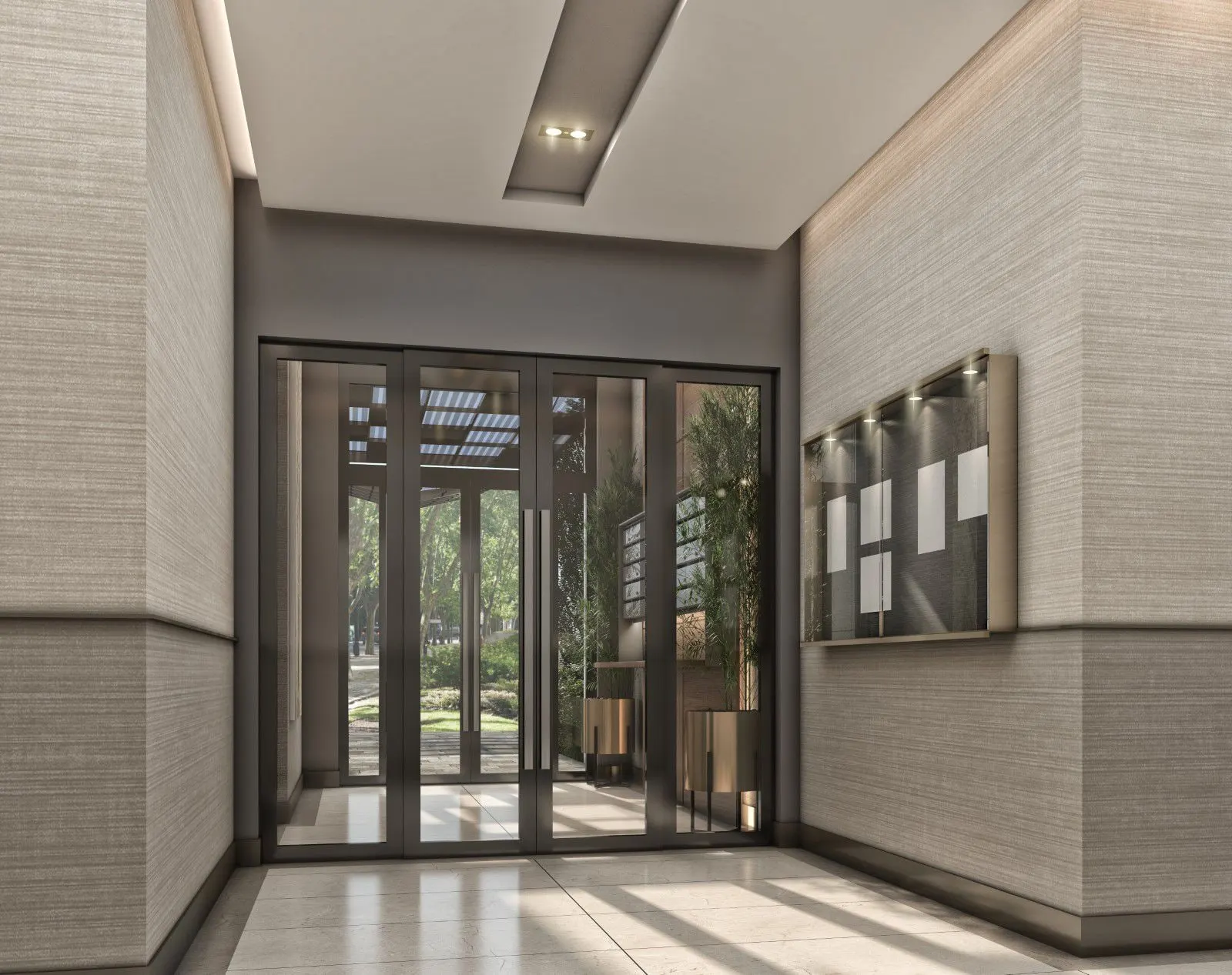 Entrance lobby of an Emlak Konut Cinarkoy Evleri block