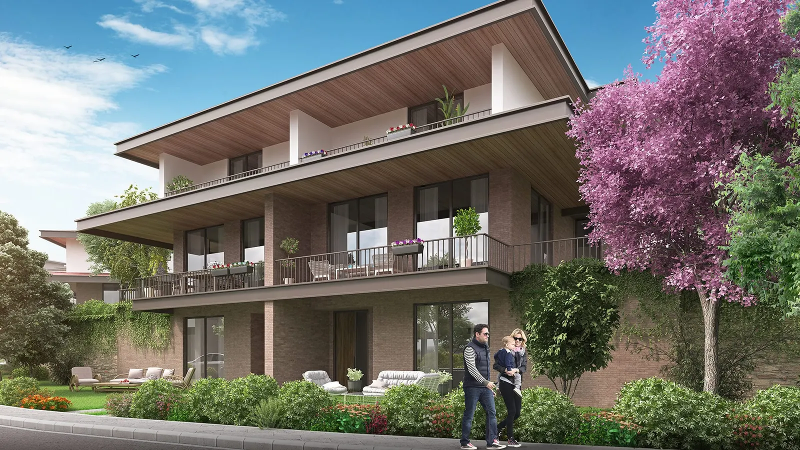 Low-rise block with gardens at Emlak Konut Vadi Evleri