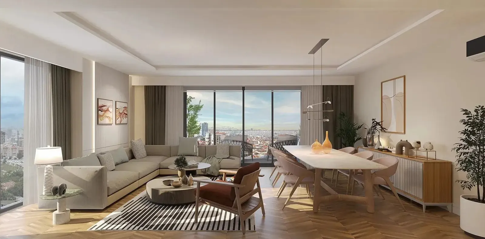 Living and dining room in a Hayat City Mahmutbey apartment