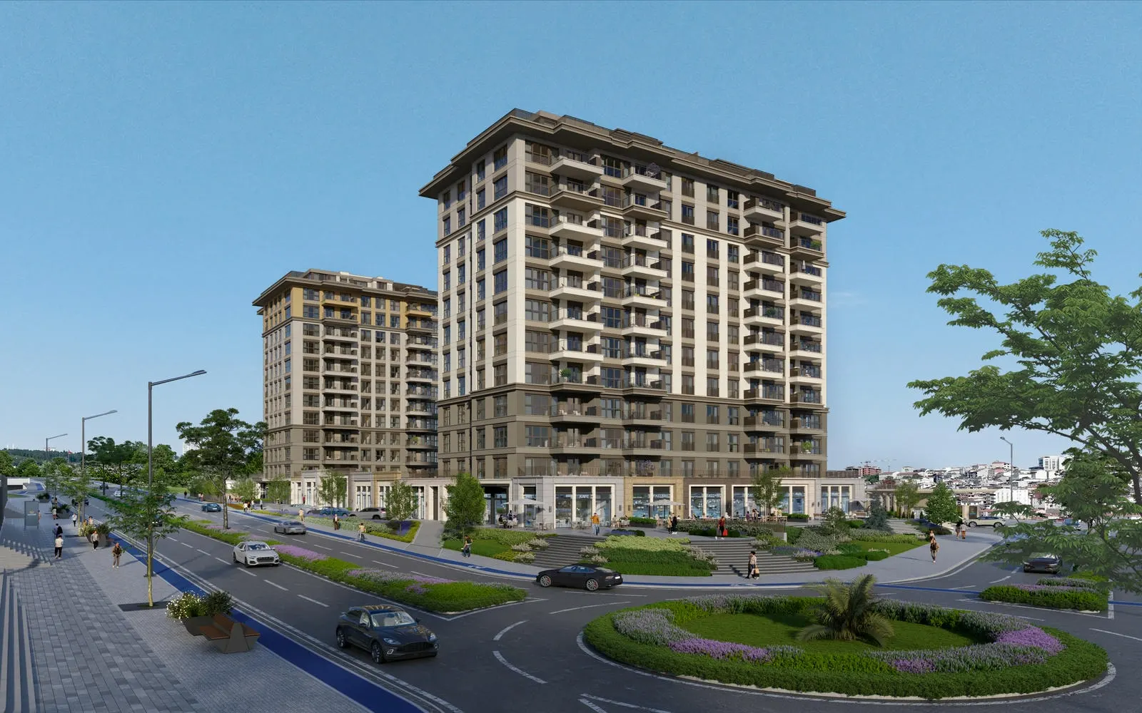 Hayat Flora towers seen from the junction