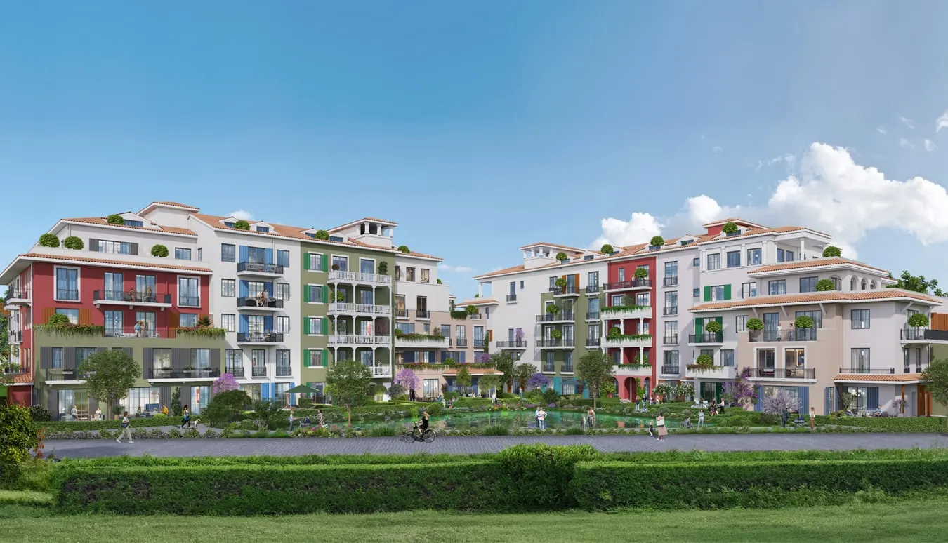 The 3rd stage blocks of Istanbul Istanbul around a garden pond