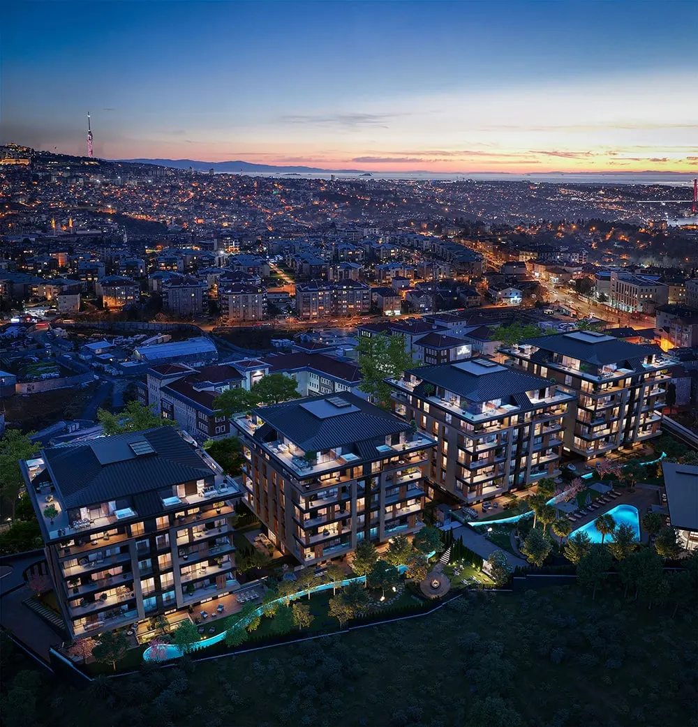Aerial view of the four IV Kandilli blocks at dusk