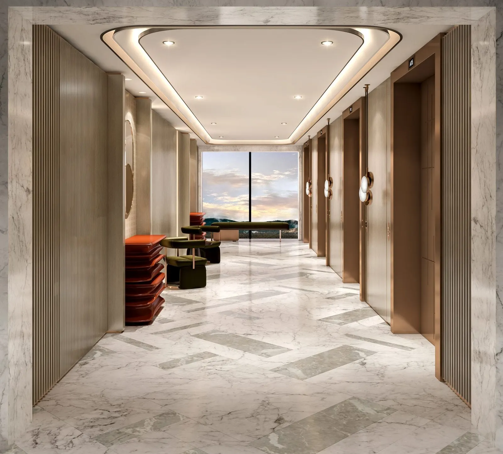 Lift lobby in JW Marriott Residences Tarabya