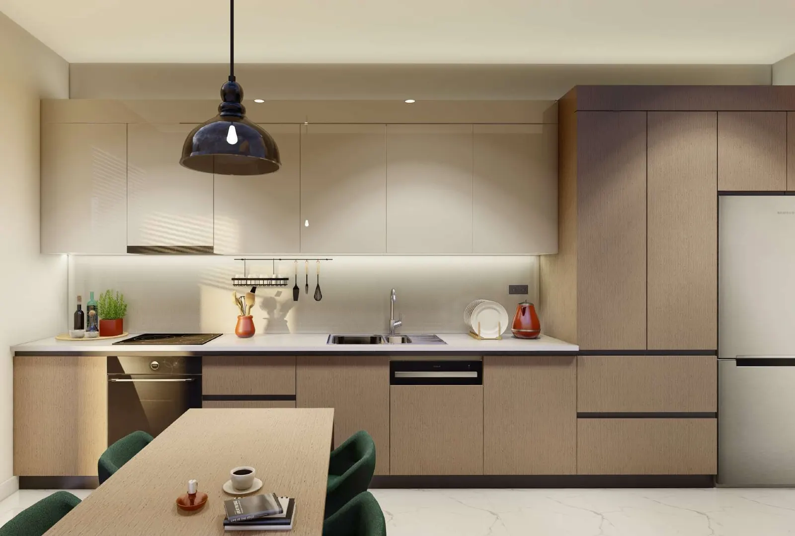 Kitchen with dining table in a Koray Liberte apartment