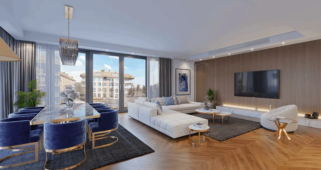 Dining and living area in a Litus Istanbul apartment