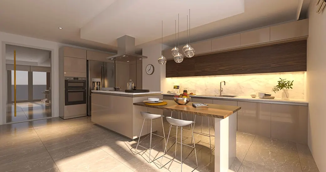 Kitchen with an island in a Litus Istanbul apartment