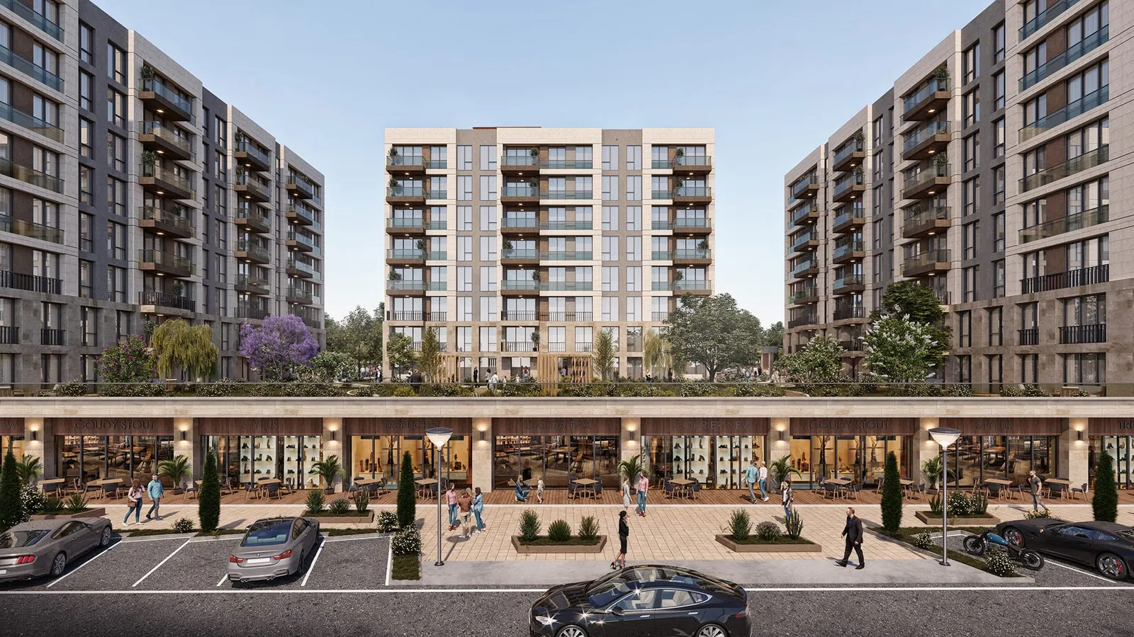 Shops and walkway in front of Lotus Gol Evleri
