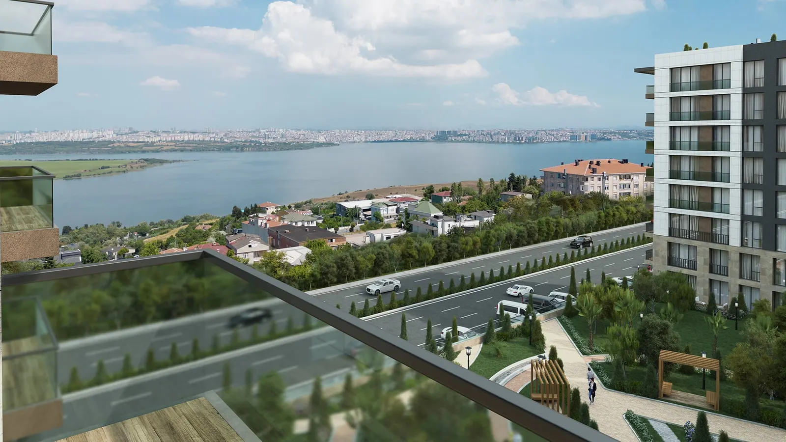 View of Lake Kucukcekmece from a Lotus Gol Evleri balcony