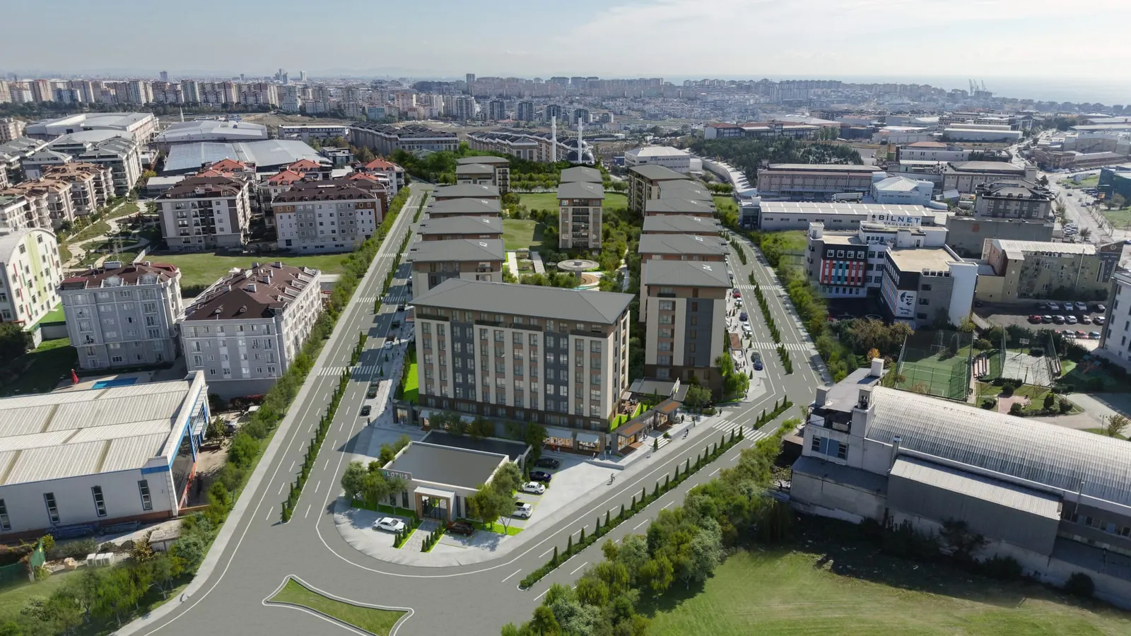 Aerial view of the Lotus Yasam blocks between two streets