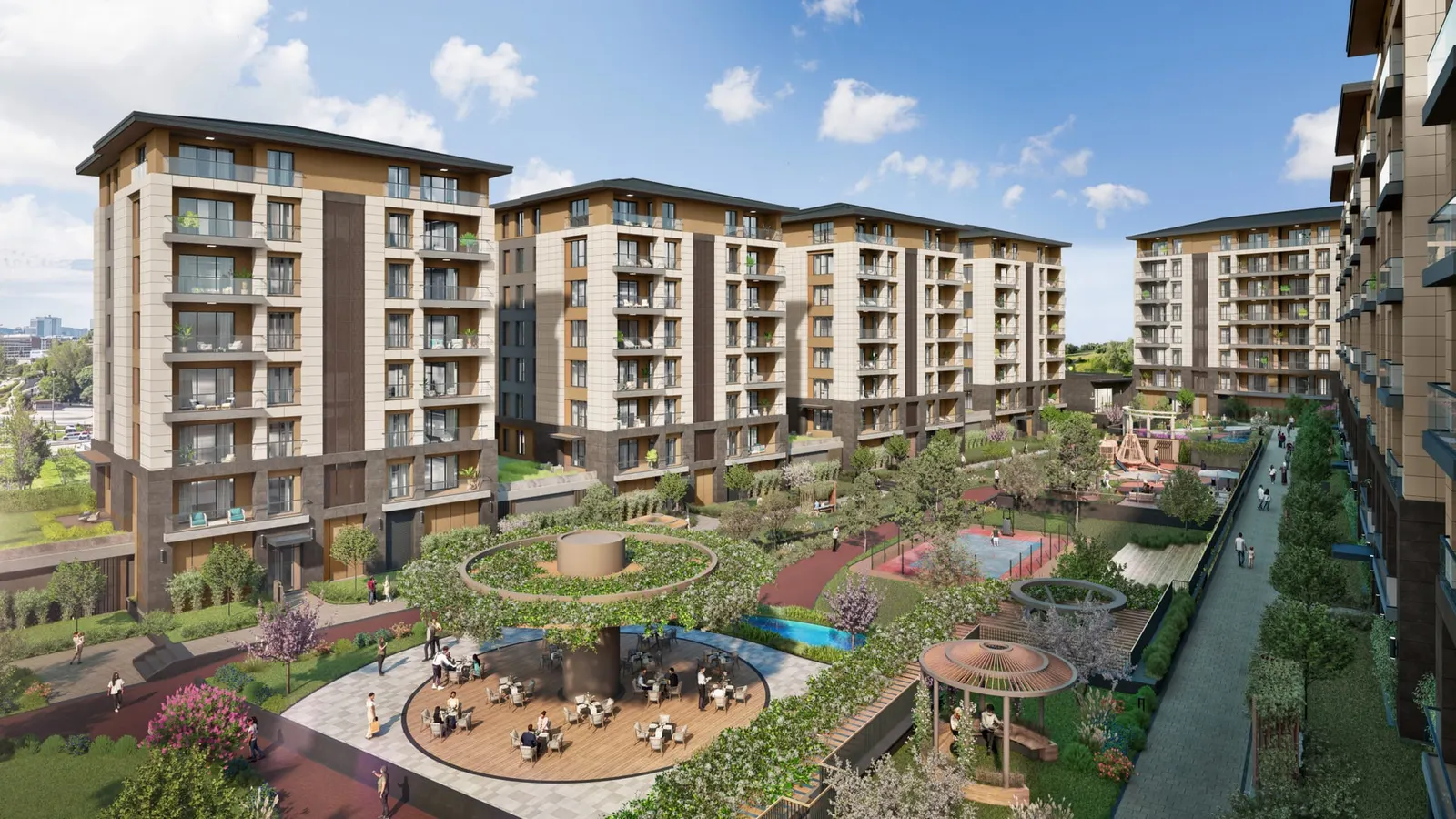 Courtyard with play areas between the Lotus Yasam blocks