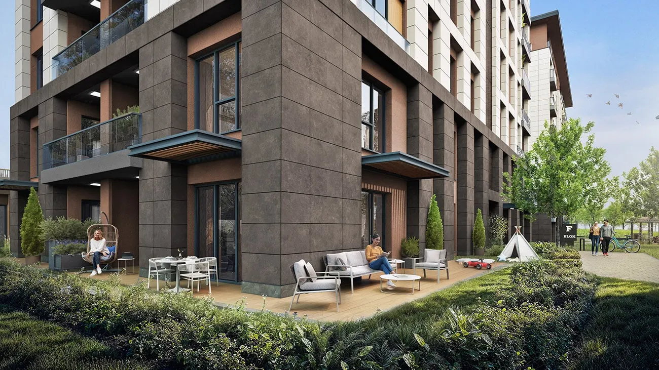 Ground-floor garden terraces at Lotus Yasam