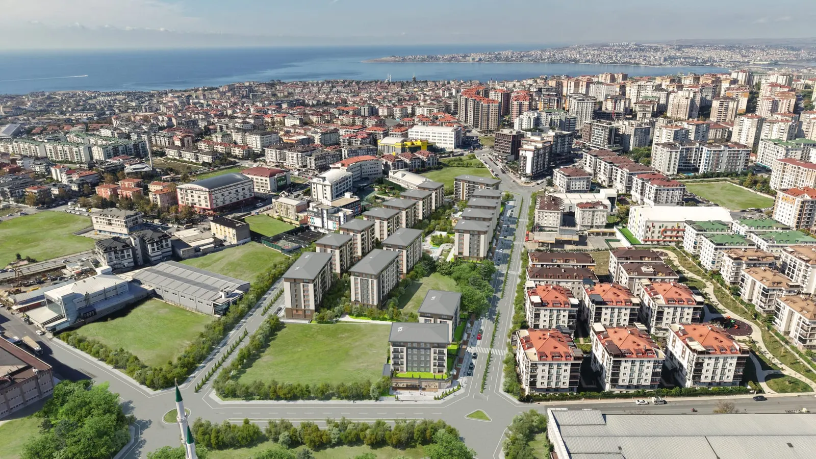 Aerial view of Lotus Yasam with the Sea of Marmara behind