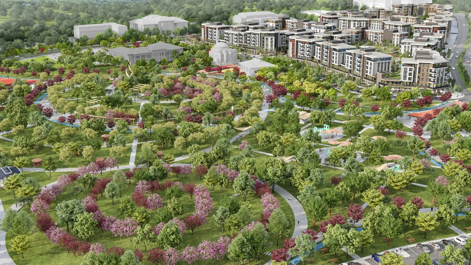 Aerial view of the Major Golyaka gardens