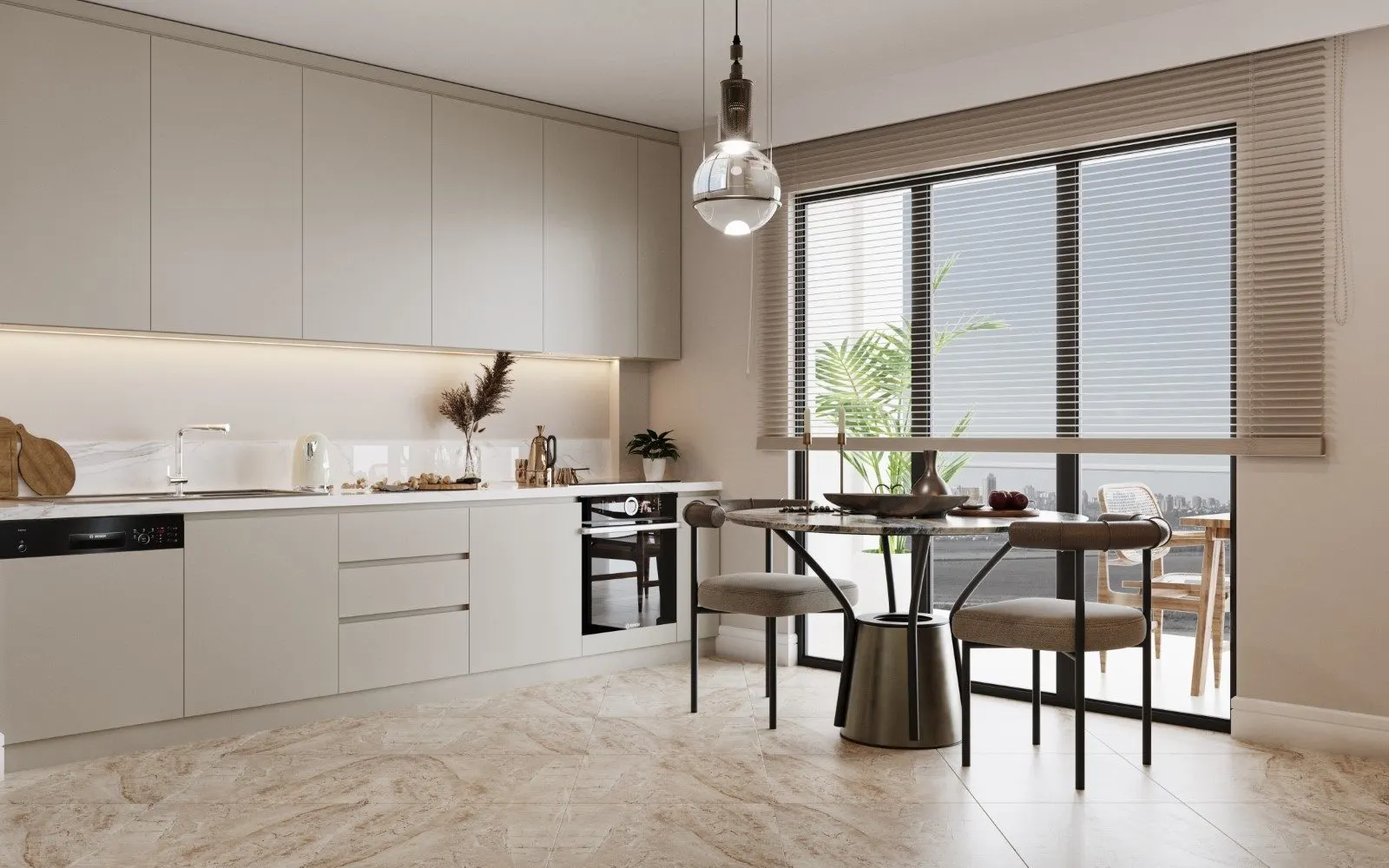 Kitchen and dining area of a Major Golyaka apartment